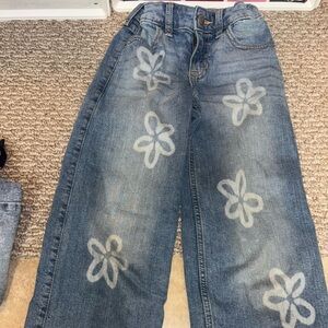 Abercrombie Kids Denim Jeans with White Floral Pattern